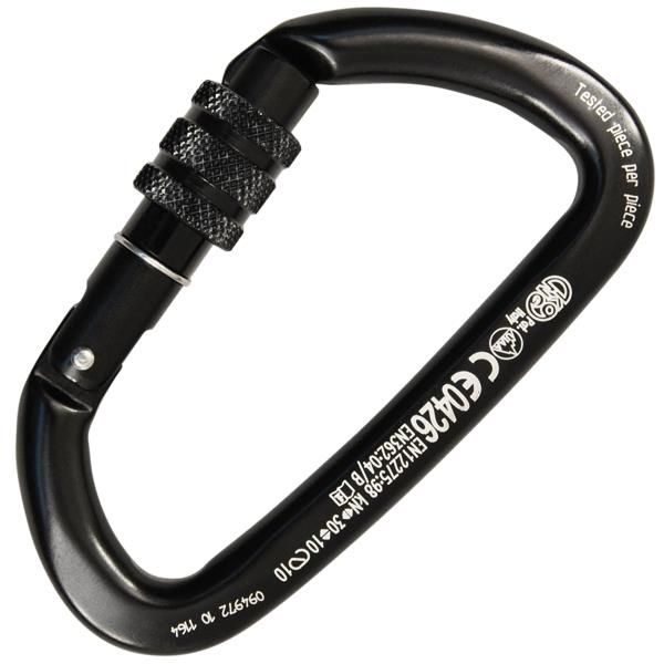 KONG Guide Screw Sleeve – Vidalı Kilitli Alüminyum 30KN D Karabina (EN 12275 / EN 362 / UIAA / EAC Sertifikalı) Black