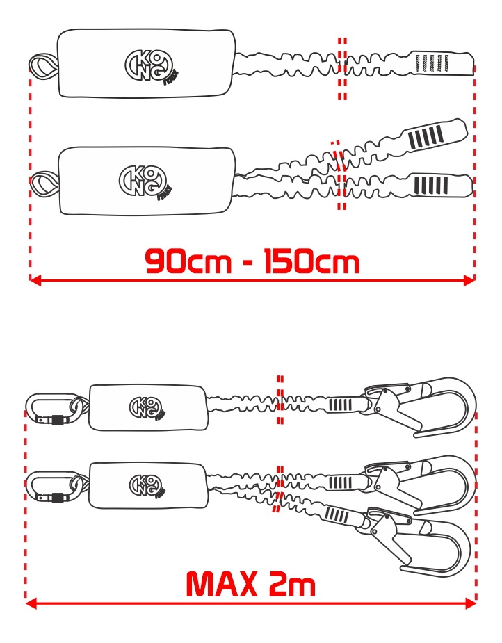 Kong Eaw I Set Queedy Karabinalı Şok Emici Energy Absorber I Lanyard 90cm 201SETE09KK (NFC)