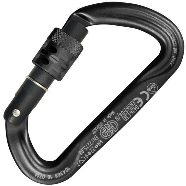 Kong Argon S Screw Sleeve 22KN Asimetrik D Alüminyum Vidalı Karabina EN 362 - EN 12275  719HA0NNNKK Black